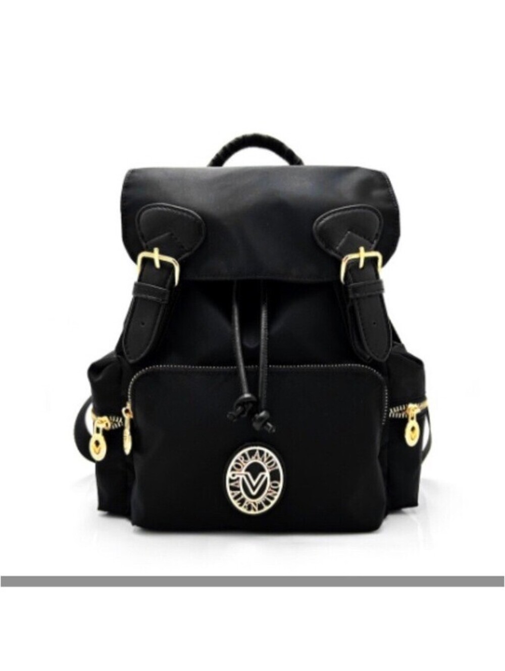 Valentino Orlandi Luxury Backpack Adjustable Strap Gold Signature Logo Accent
